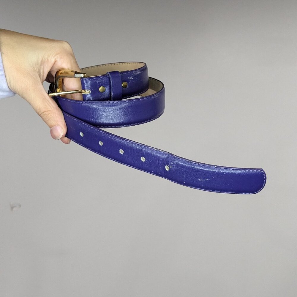 Landes Full Grain Leather Belt Purple Size Medium